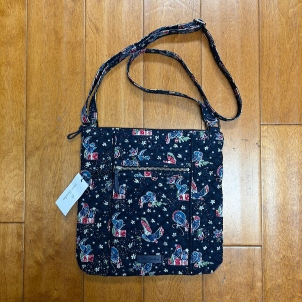 Vera Bradley Iconic Hipster Crossbody Bag Holiday Owls Navy NWT Novelty